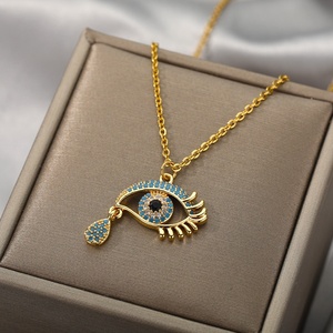 Gioielli egiziani placcati oro 18 carati zirconi cubici ciondoli personalizzati collana girocollo a strappo con occhi diabolici blu per <span class=keywords><strong>le</strong></span> donne - Product Image 5