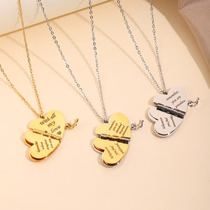 G4756 Collana con Ciondolo a Cuore Apribile in Acciaio Inossidabile per Incisione Laser, per Figlia, Madre, Nipote, <span class=keywords><strong>Amante</strong></span> - Product Image 2