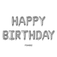 Fungram Ensemble de ballons en aluminium gonflables à l'hélium pour fête, 16 pouces, lettres de l'alphabet Joyeux Anniversaire, bannière argentée et dorée