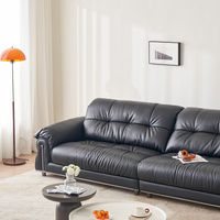 Canapé sectionnel minimaliste en cuir véritable, trois places, rembourré en mousse, avec pieds en métal, pour salon et appartement