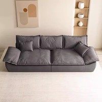 Canapé trois places en tissu anti-griffures style italien minimaliste, couleur crème, avec structure en bois de pin, directement de l'usine, pour salon