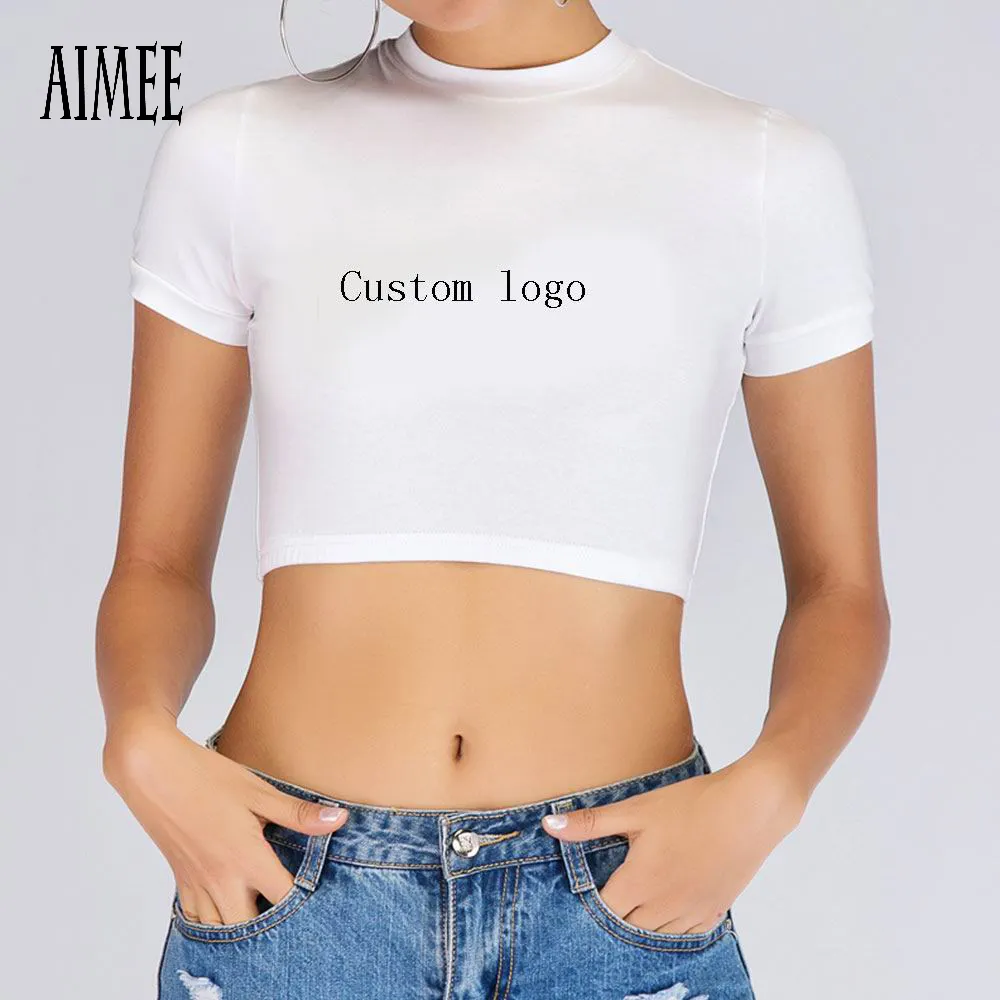 T-shirt court pour femme, haut imprimé avec Logo personnalisé, personnalisé, en Stock, vente en gros,