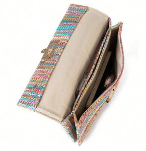 Bolso de paja de nuevo diseño de verano Vintage para mujer, bolso de hombro tejido para vacaciones, cierre de hebilla de ocio, bandolera, patrón personalizado - Product Image 4