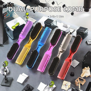 Peine de corte de pelo de salón de plástico cómodo de alta calidad, cepillo de moda de barba para hombres de <span class=keywords><strong>barber</strong></span>ía de doble propósito - Product Image 3