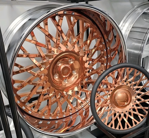 Jantes forgées RCSR Custom Deep Dish 22, 24, 26 pouces avec volant assorti, grandes jantes à rebord chromé brossé pour Chevy - Product Image 1