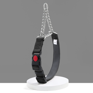 Collar de perro de medio control ajustable con cadena de acero inoxidable al por mayor, collar reflectante de nailon para mascotas para entrenamiento de caminar sin tirones - Product Image 3