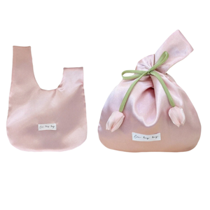 Sacchetti regalo personalizzati con Logo promozionale borsa con Logo borsa personalizzata con fiore tulipano borsa regalo in raso borsa altri strumenti per il trucco - Product Image 1