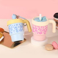 Nouvelle Tasse Isotherme Élégante à Poignée Imprimé Léopard en Acier Inoxydable 316, 600 ml, Anti-chute, Portable, Sûre pour l'eau bouillante