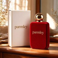 Nouveau style, flacon de parfum carré épais en verre transparent de 100 ml, personnalisé, coloré, avec revêtement en velours, impression sérigraphique et boîte avec couvercle.