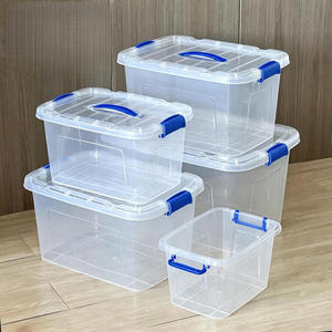 Clear PP <b>Storage</b> <b>Box</b> with Lid Stackable Plastic Organizer Bin with Wheels for Home Office <b>Kitchen</b> - Product Image 2