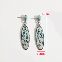 Boucles d'oreilles pendantes hypoallergéniques style bohème pour femmes, motif cactus et turquoise, très tendance