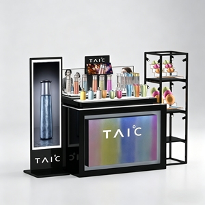 Metal Floor-standing Island Display <b>Counter</b> Set Cosmetics & Skincare Booth for Mall & Retail Store Custom Premium Showcase - Product Image 1