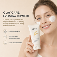 Nettoyant Moussant Doux à l'Argile de Riz, Texture Crème, Non Comédogène, Sans Savon, Équilibré en pH, Adapté aux Peaux Sensibles et à Tendance Acnéique