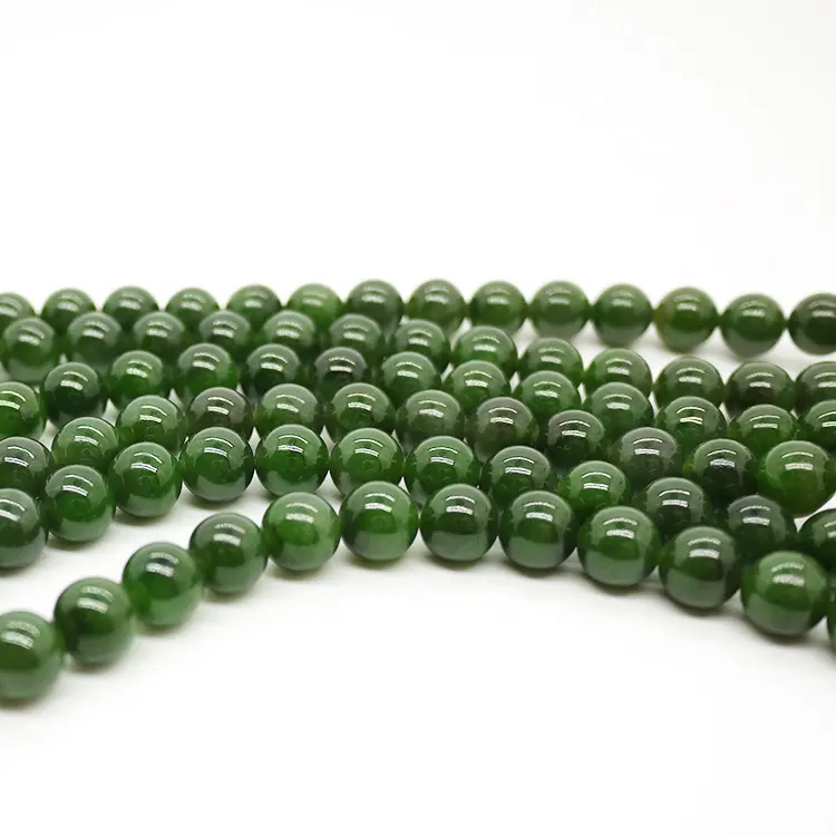 Top Kwaliteit Nieuwe Ontwerp Sieraden 8Mm Edelsteen Kralen String Groene Jade Kralen Ketting