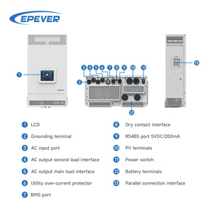 Onduleur solaire hybride MPPT Epever 3Kva 5Kva 220V, chargeur onduleur <span class=keywords><strong>Upower</strong></span> Hi 3.5KW 5.5KW 6KW pour système solaire hors réseau - Product Image 2
