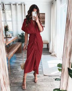 Eleganti abiti da ballo in raso di seta da donna con cravatta a pieghe abito da festa Casual con decorazione in pizzo per la notte da donna in discoteca - Product Image 5
