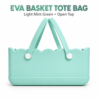 Sac fourre-tout en EVA, design ouvert, sac à main imperméable et léger en forme de panier pour la plage, le pique-nique, les voyages, le transport quotidien, vert menthe