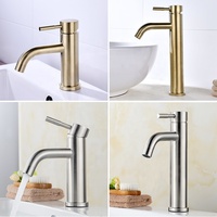 Robinet de lavabo thermostatique moderne en acier inoxydable 304 brossé avec finition céramique, mitigeur monocommande certifié Watermark