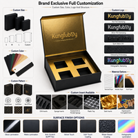Boîte cadeau magnétique noire et or de luxe avec insert personnalisé pour chocolats, thé, bougies, miel et bijoux