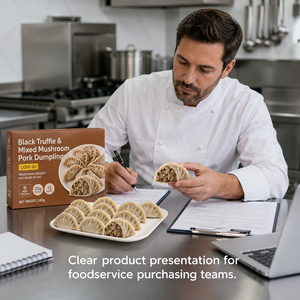 Dumplings au <span class=keywords><strong>porc</strong></span> et aux champignons truffes noires surgelés 240g, préparés, en sac <span class=keywords><strong>de</strong></span> 12 unités pour la vente en gros - Product Image 5