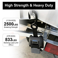 Boat Buckle G2 Steel Retractable Transom Tie-Down (2 X 43-Inch, Hitam) 2PCS