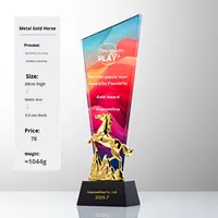 Trophée en cristal personnalisé, design créatif, modèle de cheval en émail coloré, gravure au laser, gravure gratuite, réunion annuelle