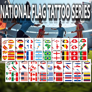 Eco-Friendly PVC World Flag Face Tattoo Stickers Waterproof Sports Games Cheerleading Team Stickers for