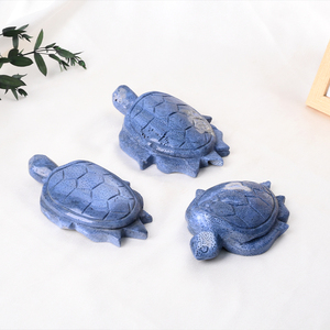 Vente en gros de statues de tortues en corail bleu sculptées dans le cristal de haute qualité pour la décoration de la maison - Product Image 4