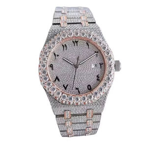 El mejor reloj de pulsera con calendario de Día de la moda para mujer, Reloj clásico de acero inoxidable con esfera dorada, reloj personalizado VVS Moissanite, relojes mecánicos - Product Image 5