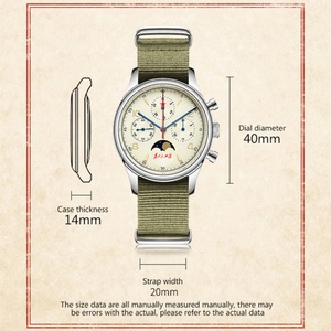Original 1963 Men's 40mm ST1908 Moonphase Manual Winding Movement Mechanical <b>Chronograph</b> Sapphire Glass Cream Dial Watch - Product Image 4