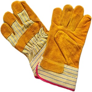 ถุงมือหนังวัวสองชั้นสีเหลืองคลาส C ขนาด 10 นิ้ว สำหรับประกันแรงงาน - Product Image 1