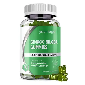 Marque privée Gommes végétaliennes biologiques pour le soutien de la fonction cérébrale et de la mémoire 300mg Bear Carlyle Ginkgo Biloba Leaf