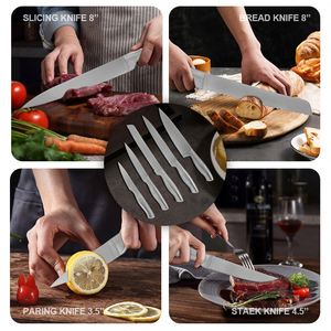 Juego de Cuchillos de Acero Inoxidable de Fabricación China, Antideslizantes, Utensilios de Cocina para el Hogar, Cuchillo para Carne, Cuchillo Multiusos con Bloque de Plástico - Product Image 5