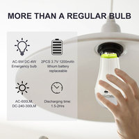 Ampoule LED d'urgence 20W E27/B22 AC/DC avec télécommande, en ABS, rechargeable, pour la maison