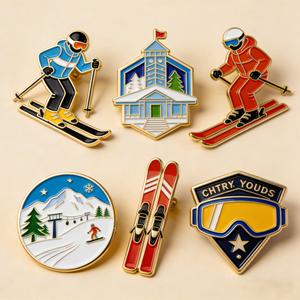 Épinglette de ski personnalisée en métal émaillé OEM, emblème de ski de <span class=keywords><strong>descente</strong></span>, médaille, épinglette de station de ski personnalisée, épinglette de sport, épinglette de snowboard, épinglette de revers - Product Image 3