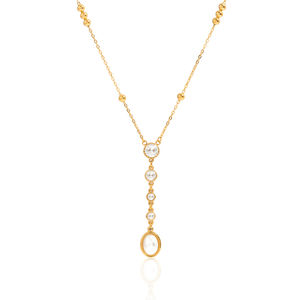 Collana in Acciaio Inossidabile alla Moda in 2 Stili, Placcata in Oro 18K PVD, Delicata Collana con Ciondoli e Strass, Gioielli Raffinati - Product Image 5