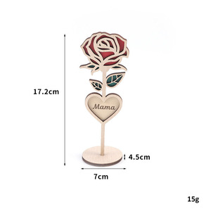 ที่วางดอกกุหลาบไม้สลักเลเซอร์ งานฝีมือไม้ ตกแต่งโต๊ะ รูปทรงดอกกุหลาบ ใช้เป็นที่ใส่ป้ายชื่อ - Product Image 6