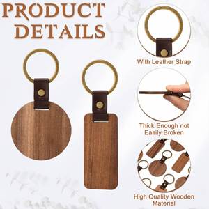 Wholesale Wooden Keychains Leather Blank DIY <b>Key</b> Tags <b>Key</b> <b>Ring</b> Wood <b>Key</b> Chain for Laser Engraving Logo Factory Price - Product Image 3