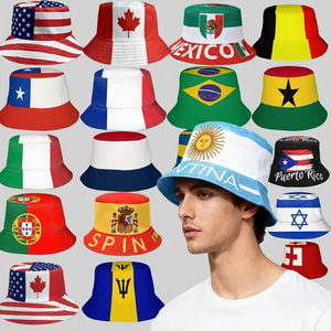 Sombreros de Pescador al por Mayor con Bandera de la Selección Nacional de la Copa Mundial de Fútbol, de Ala Ancha Plana, de Poliéster, Transpirables, para Deportes al Aire Libre - Product Image 1