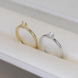 Anillo de Plata S925 para Mujer, Ajustable, Diseño Abierto Simple, Romántico, con Incrustaciones, para DIY, Accesorios para Perlas, Soporte Vacío 47 - Product Image 3