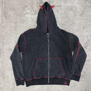 Sweat à capuche oversize en molleton français avec fermeture éclair intégrale, effet délavé, imprimé, 450GSM, 100% coton - Product Image 3