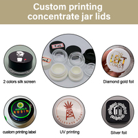 OEM 5ml 10ml 50ml Pot en verre gommeux comestible de stockage d'extraits d'herbes herbacées transparentes avec logo Petit pot rond en verre sec pour fleurs avec couvercle en plastique