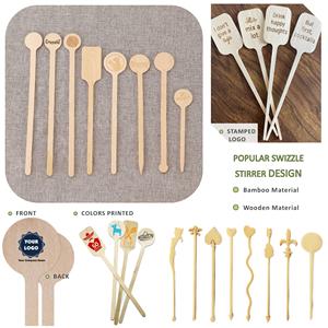 ECO JFB 2025 OEM Picaretas De Madeira Descartáveis Impressão Personalizada Série Temática Quadrada Cabeça Redonda De Madeira <span class=keywords><strong>Cocktail</strong></span> Agitadores - Product Image 4