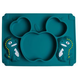 Bébé Formation Alimentation Bol Alimentaire Antidérapant Dessin Animé Dinosaure Silicone D'aspiration Plaque Divisée Plateau Ustensile SANS BPA Plats - Product Image 3