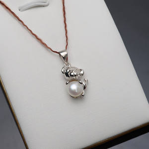 Colgante de Plata S925 para Mujer, Colgante Hueco con Perla de 7mm para el Año del Perro, Año Nuevo, 614, Accesorio para Joyería DIY - Product Image 4