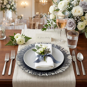 Assiette de présentation de luxe 13 pouces en <span class=keywords><strong>verre</strong></span> <span class=keywords><strong>noir</strong></span> et argent texturé, ronde, pour dîner, sous-assiette décorative en gros pour mariage et décoration de <span class=keywords><strong>table</strong></span> - Product Image 2