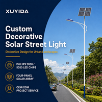 Lampadaire Solaire Commercial XUYIDA à LED avec Poteau en Alliage d'Aluminium IP66 100W/150W, Allumage Crépusculaire pour Projets Routiers et Municipaux