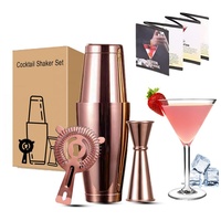 Ensemble de 3 Shakers à Cocktails Boston en Acier Inoxydable 304, Kit de Barman, Ustensiles de Bar, Qualité Alimentaire, Capacité 500/700 ml, Emballage Cadeau
