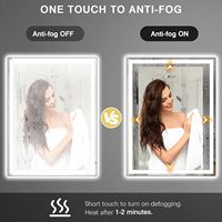 Miroir de salle de bain intelligent Bluetooth à interrupteur tactile rectangulaire, moderne, étanche IP44, verre de 5 mm, anti-buée, avec éclairage LED