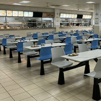 Ensemble table et chaises de restaurant scolaire le plus vendu avec plateau en marbre, structure en plastique, design moderne et durable